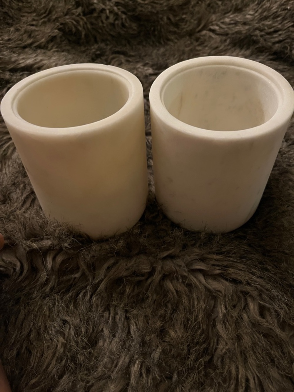 White Marble Cylinder Votive Holders - Unbranded